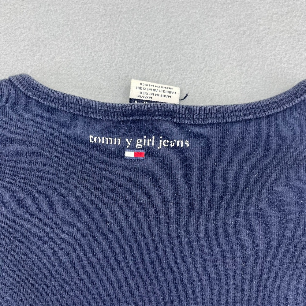 Tommy Girl Jeans Vintage Navy Blue Long Sleeve Rhinestone Star Shirt Womens M - Picture 9 of 13